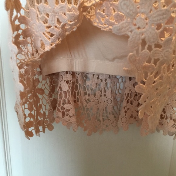 Crocheted festival crop tank top beige size medium - Picture 3 of 8